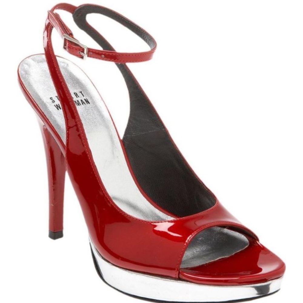 Stuart Weitzman SIZE 5 Red Patent Sandals NEW box